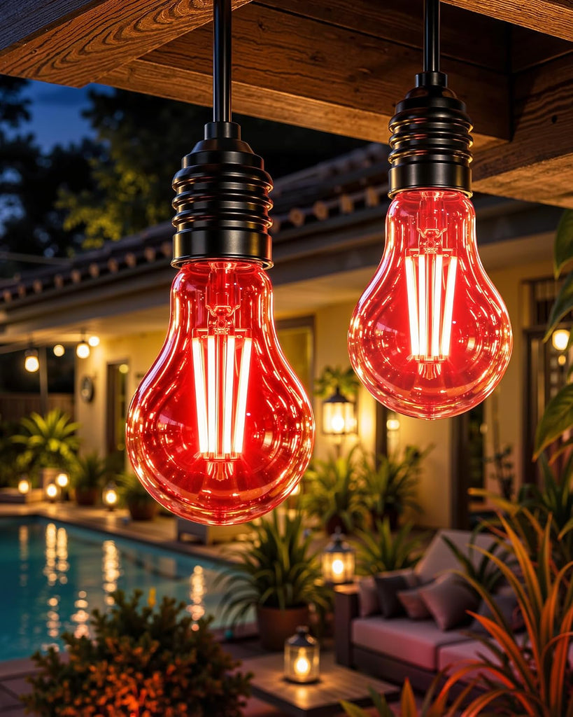 LED Red Filament Light Bulb, A19 4W Lights 40Watt Equivalent, E26 Base