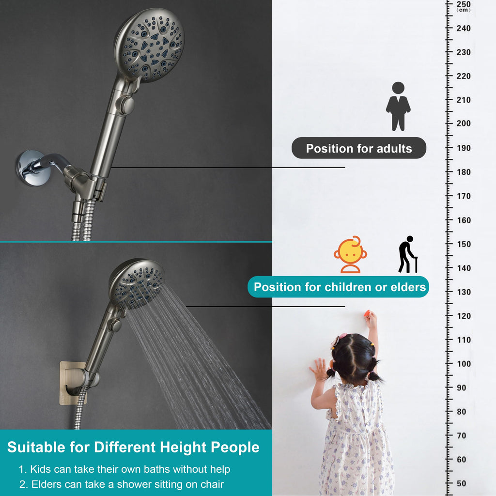 Brushed Nickel Shower Heads Handheld with On Off Switch,8-Mode High Pressure Shower Wand with 79In Stainless Steel