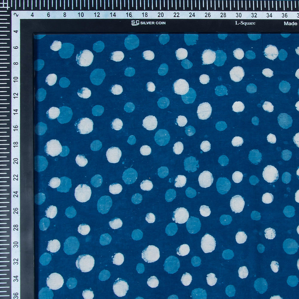 20 Yard Indigo Blue 100% Pure Cotton Block Print Roll - Machine Washable 44" Width Bohemian Style Handmade Boho