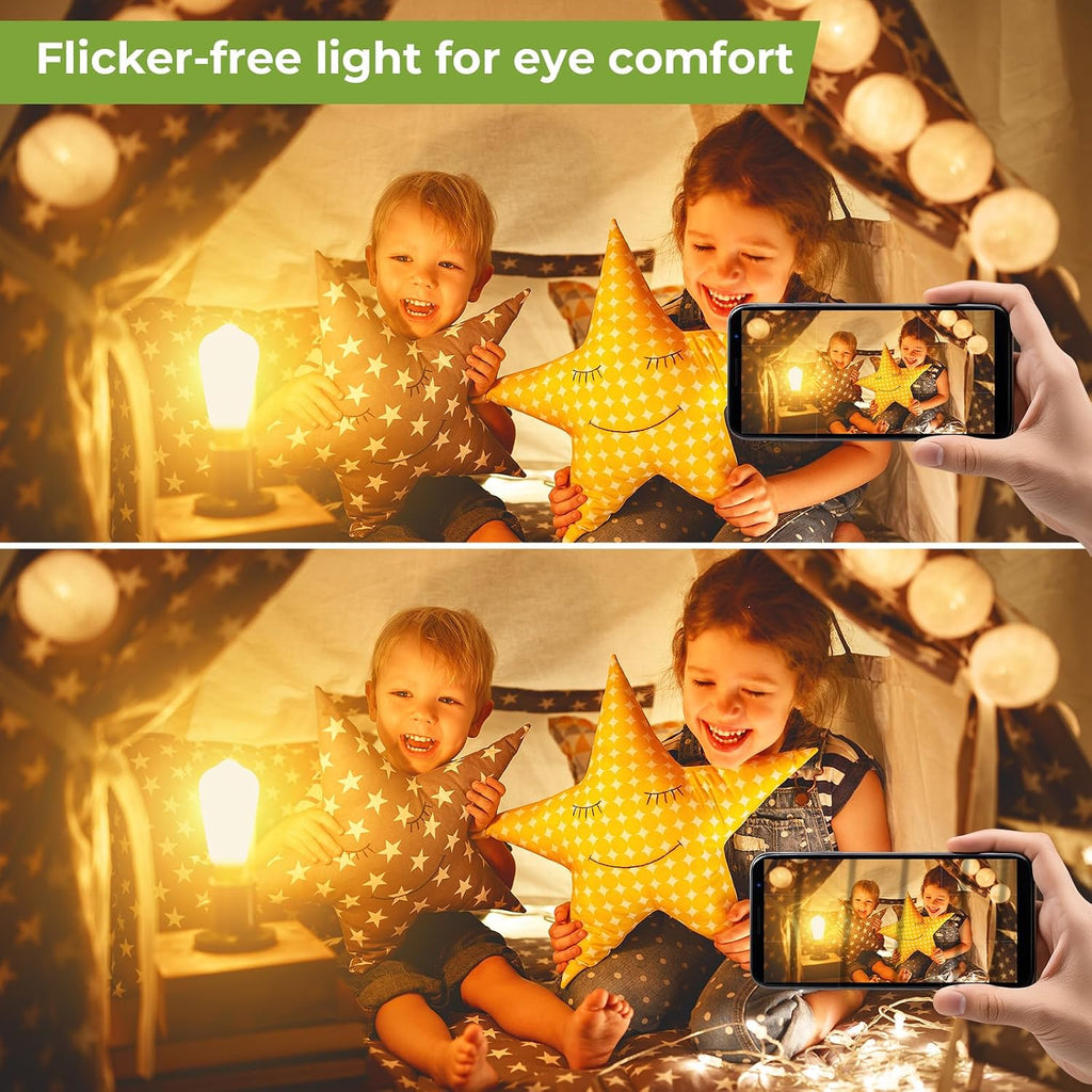 Edison Light Bulbs 60 watt Equivalent, E26 LED Bulb Dimmable, Soft White 2700K, Clear Glass ST58 Vintage Light Bulb