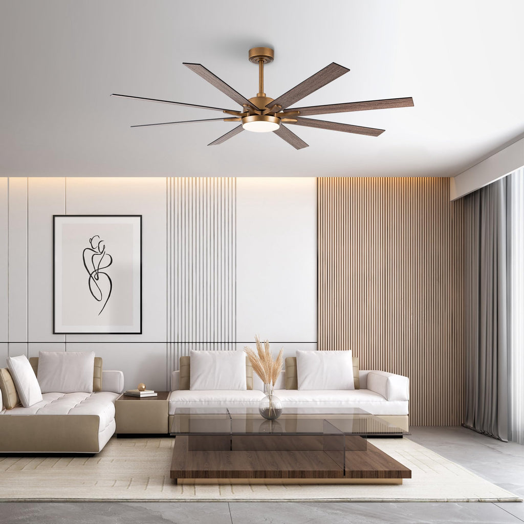 65'' Large Industrial Ceiling Fan with Light, Matte Black, 8-Blade DC Motor, 6-Speed Reversible Airflow, 24W Dimmable