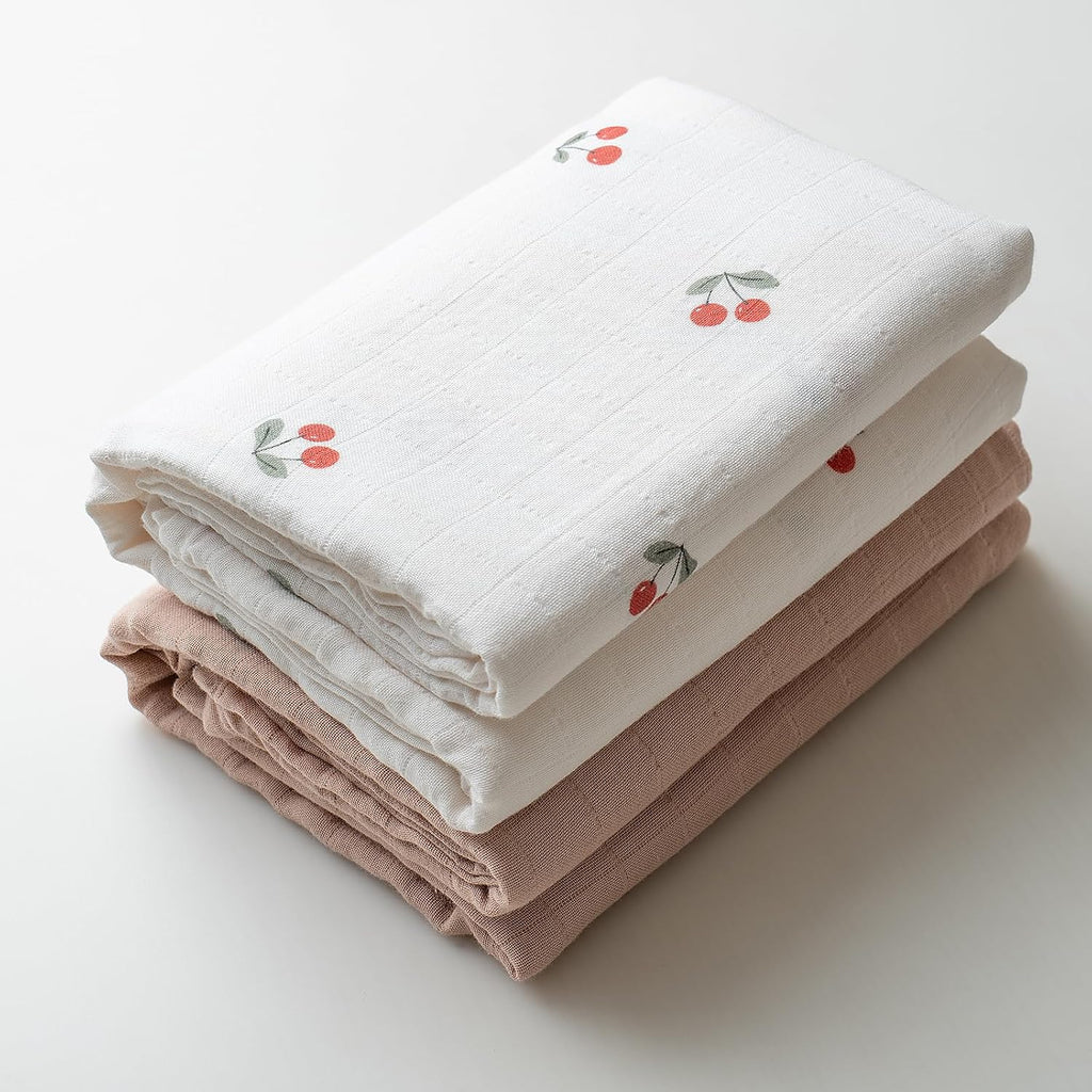 Certified Organic Muslin Swaddle Blankets, 2 Pack Baby Receiving Blankets, Soft Breathable Cotton Swaddles