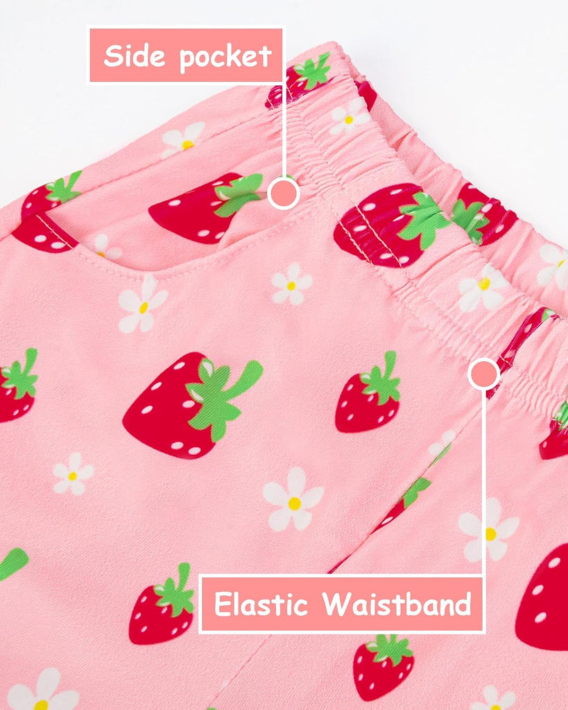 Girls Pajamas Short Sleeve Toddler Summer Pjs Girls' Sleepwear 2 Pieces Lounge Sets Kids Clothes