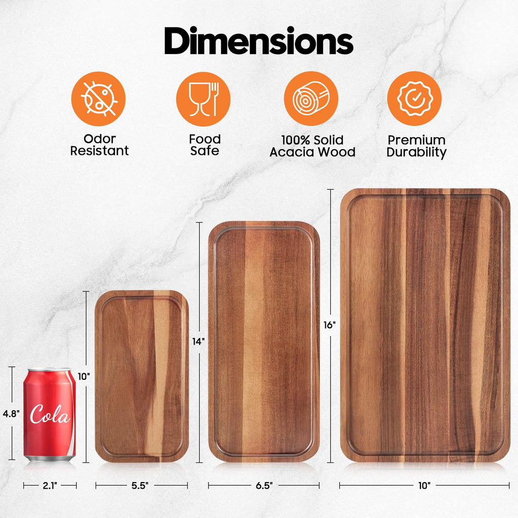 Large Wooden Tray and Platter, Large Charcuterie Boards, 16"x10"