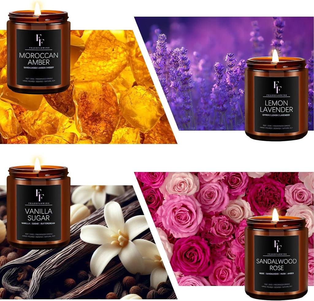 Scented Candles, Soy Wax, 4 Pack 28 oz - Set of 4