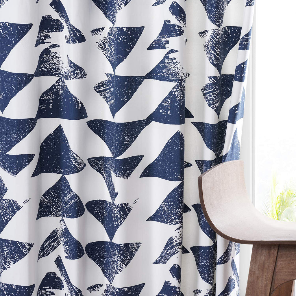 Modern Triangular Geometric Printed Curtains Cotton Curtains 120 Inches Long (1 Panel) Room Darkening Curtains, 50W