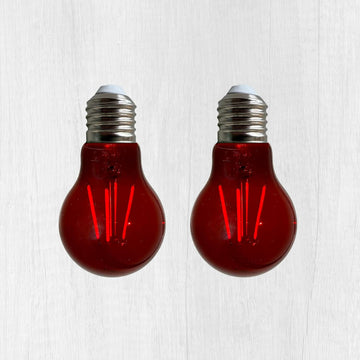A19 LED Edison Red Filament Light Bulbs, Red Colored Glass