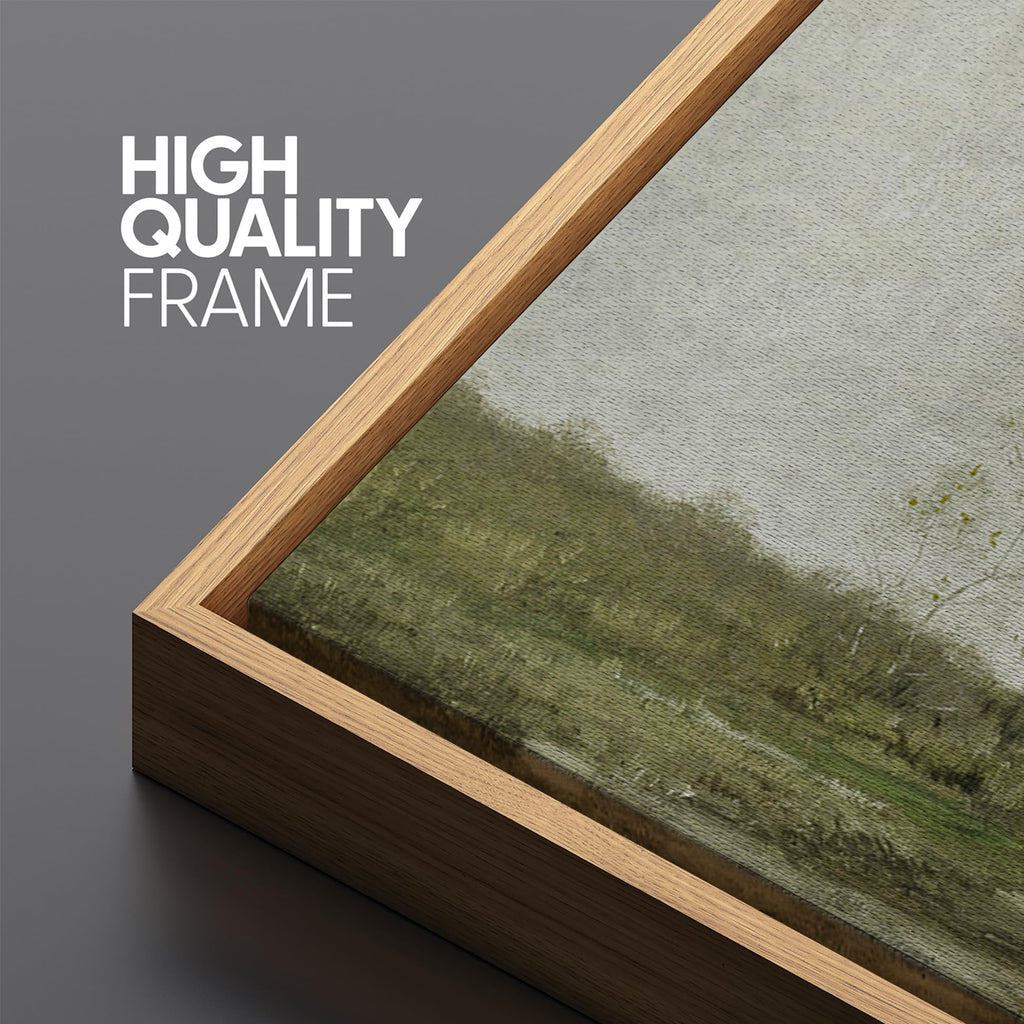 Extra Large Framed Canvas Print Wall Art Soft Pastoral Landscape Wall Art with Trees Antique Retro Fine Art