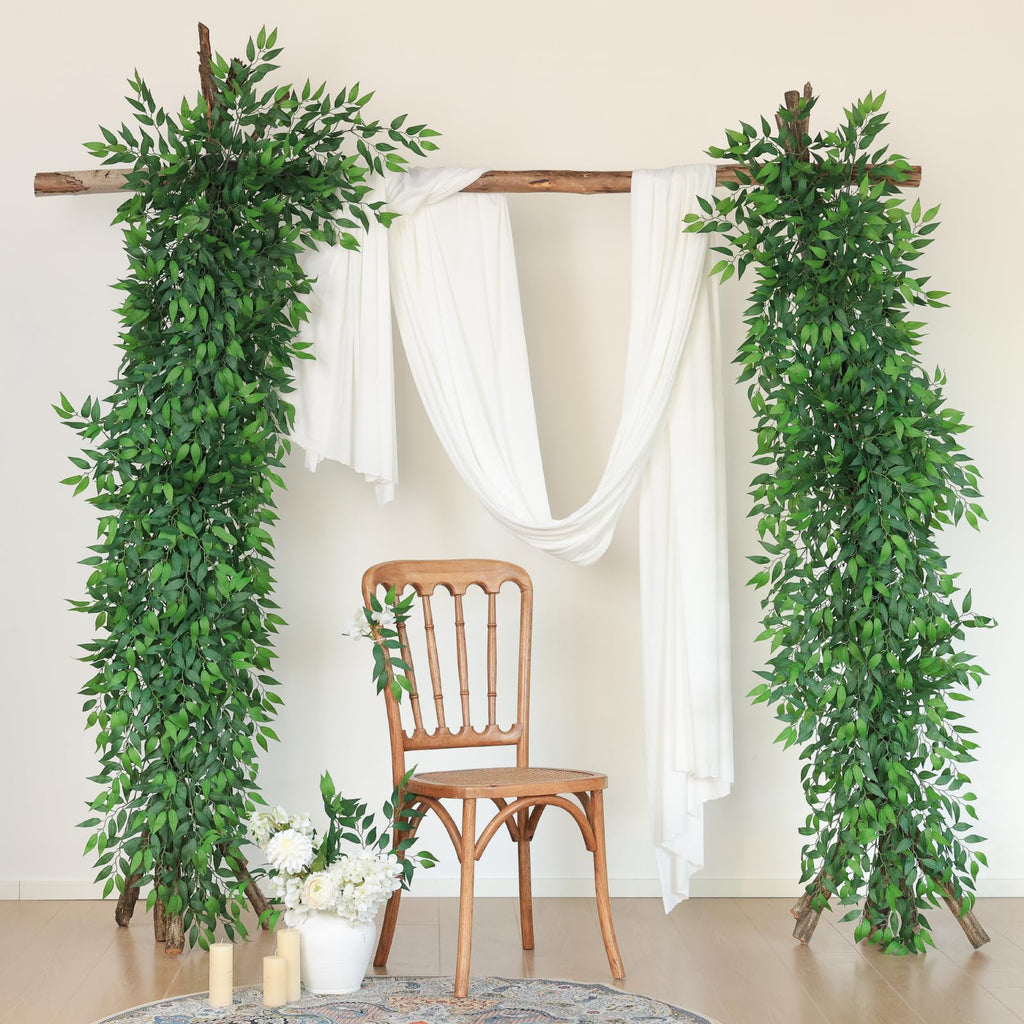 36pcs Italian Ruscus Artificial Greenery Stems Silk Green Leaves 20in Fake Spray Plants Stem Garland Greenery