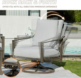 NATURAL EXPRESSIONS Patio Furniture Set,4 Piece Outdoor Conversation Metal Swivel Rocking Chairs Set with Hand-Woven