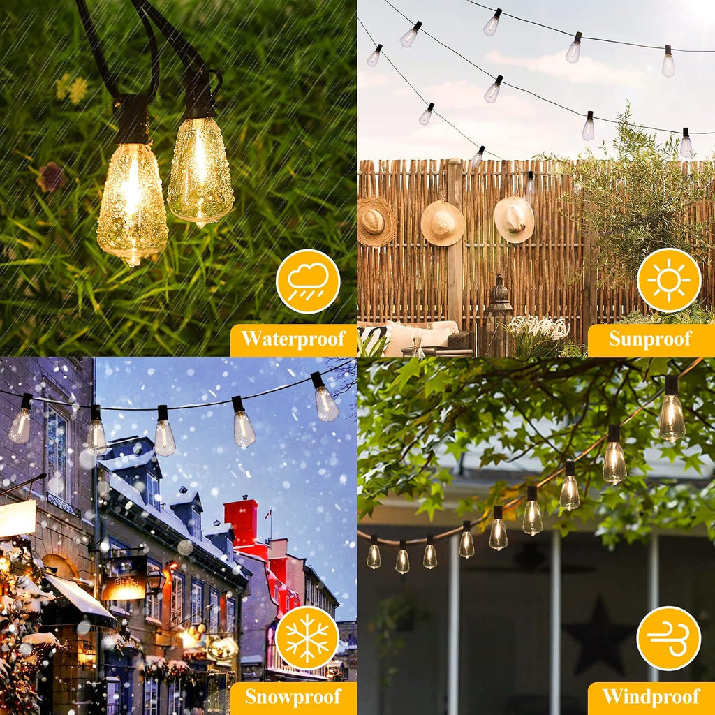Outdoor String Lights 200FT Waterproof, Patio String Lights for Outside with 100+4 ST38 Shatterproof LED Filament