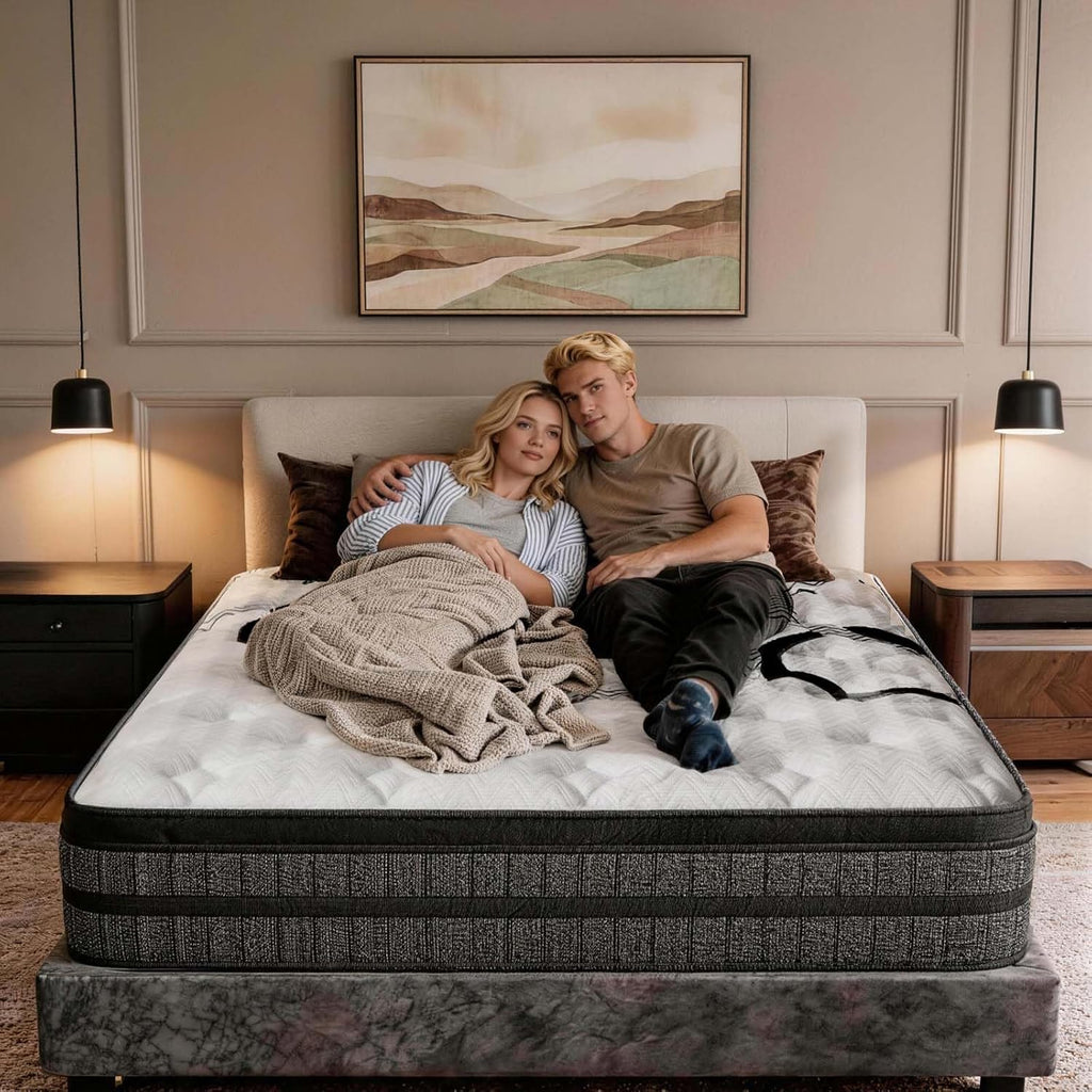 California King Size Mattress 12 Inch Hybrid Cal King Mattress in a Box with Memory Foam and Pocket Springs for
