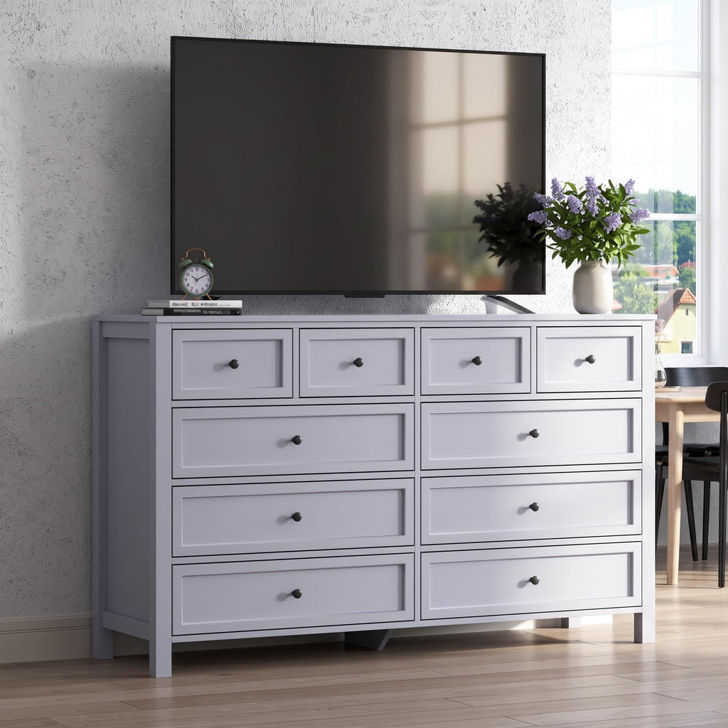 Grey with 10 Drawers, Farmhouse Chest of Drawers