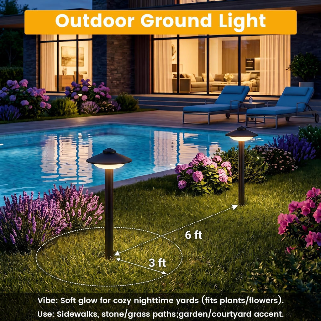 6 Pack Low Voltage Pathway Lights LED Garden Lights Warm White
