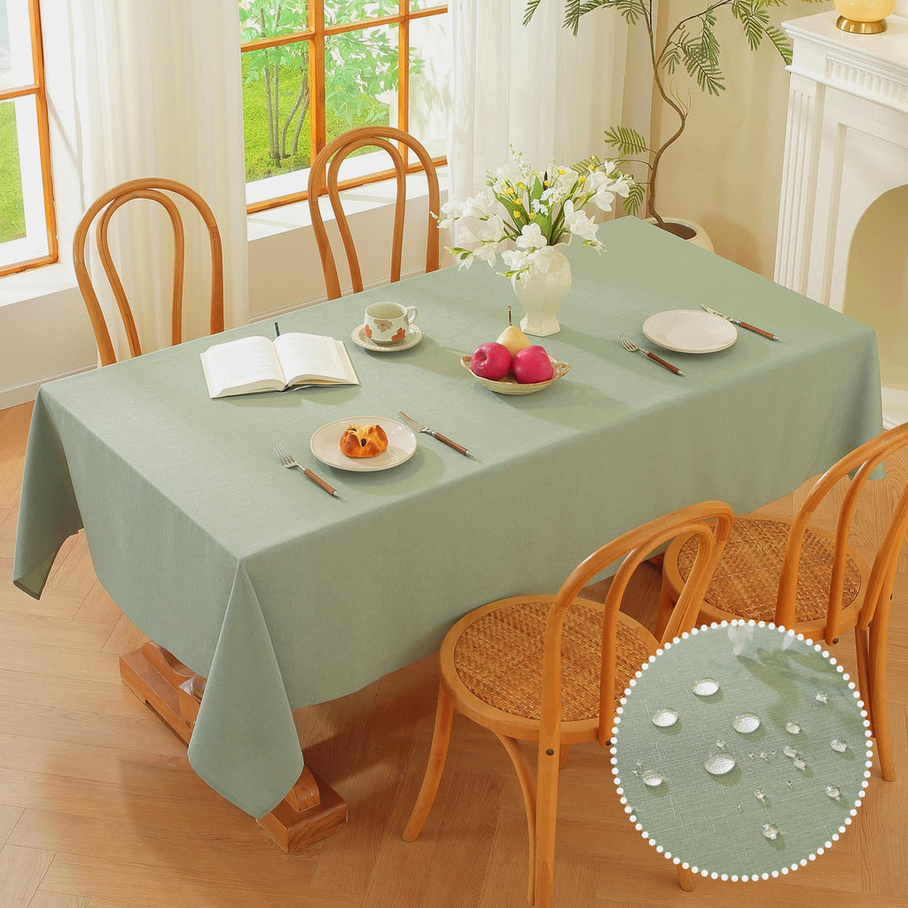 Table Cloth Rectangle Table, 60X90 Inch Linen Textured Tablecloth Spring Waterproof Spill-Proof TableCloths Wrinkle