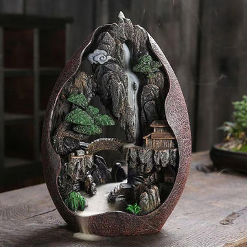 Mountain Waterfall Backflow Incense Burner Cascading Incense Cone Holder