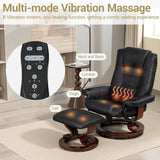 Modern Reclining Lounge Chair and Ottoman — Black PU Leather