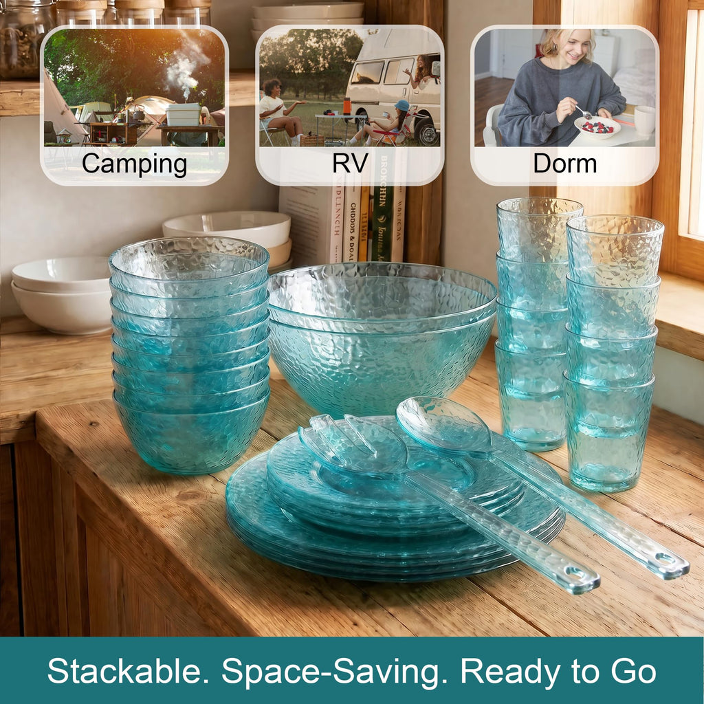 36 Piece Dinnerware Set for 8 and Salad Serving 10-inch Bowls