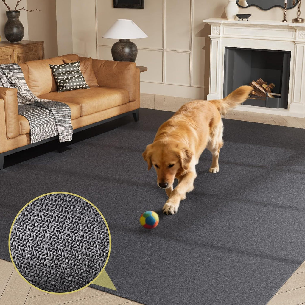 Rug Pad 8x10 Non Slip for Hardwood Floors, 1/8" Extra Thick Waterproof Felt Carpet Pad, Low Profile Underlay for Area