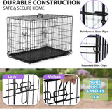 Dog Crate | 48" | Black | Foldable Metal Kennel with Double Doors, Secure Slide-Bolt Latches