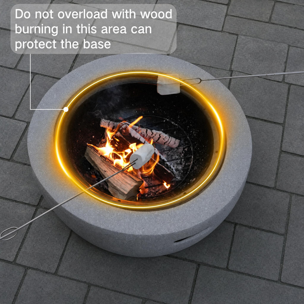 Round Wood Burning fire Pit Outdoor Fireplace -23 Gray