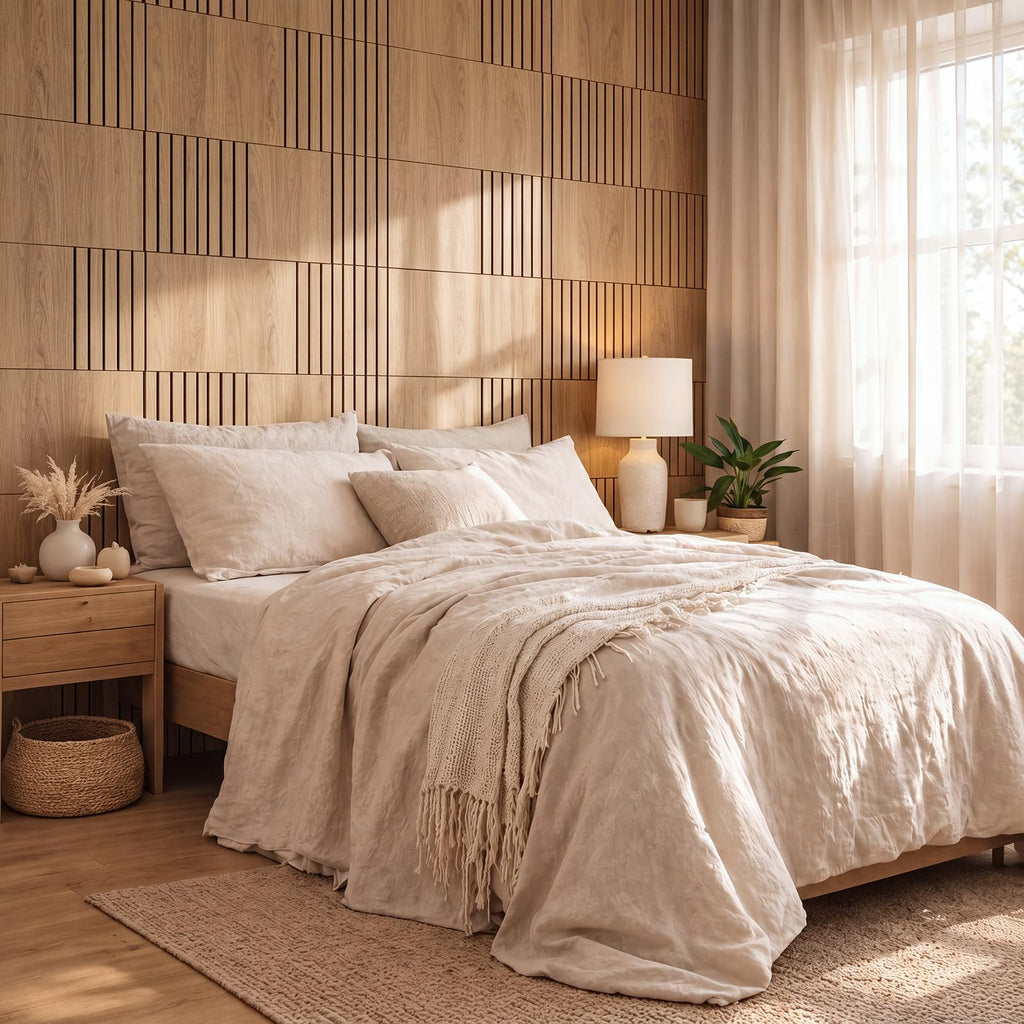 21 Pcs Peel and Stick Wall Panels 3D Wood Slat Oak Wood Fluted