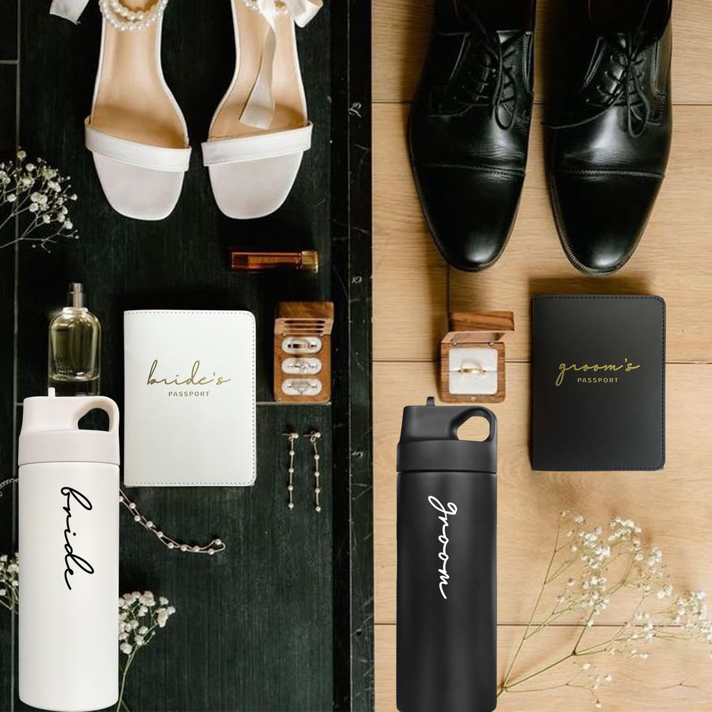 Honeymoon Essentials Cups Bride and Groom Travel Tumblers, BG