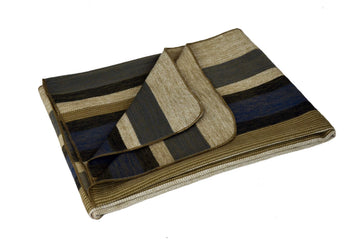 Land, Handmade Ecuadorean Alpaca Wool Small Blankets/Throws (Medium Brown Stripe)