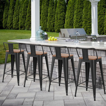 30" Barstools Metal Bar Stools Set of 4 Counter Height Stools