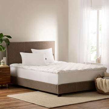 Down Illusion Soft Hypoallergenic 2 inch Pillowtop Simple Fit Mattress Topper, Queen, White | Plush two-inch