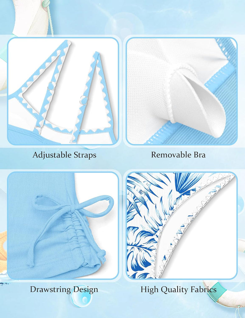 Girls Tankini Swimsuits Two Piece Bathing Suit Drawstring Swimwear Set for Girls