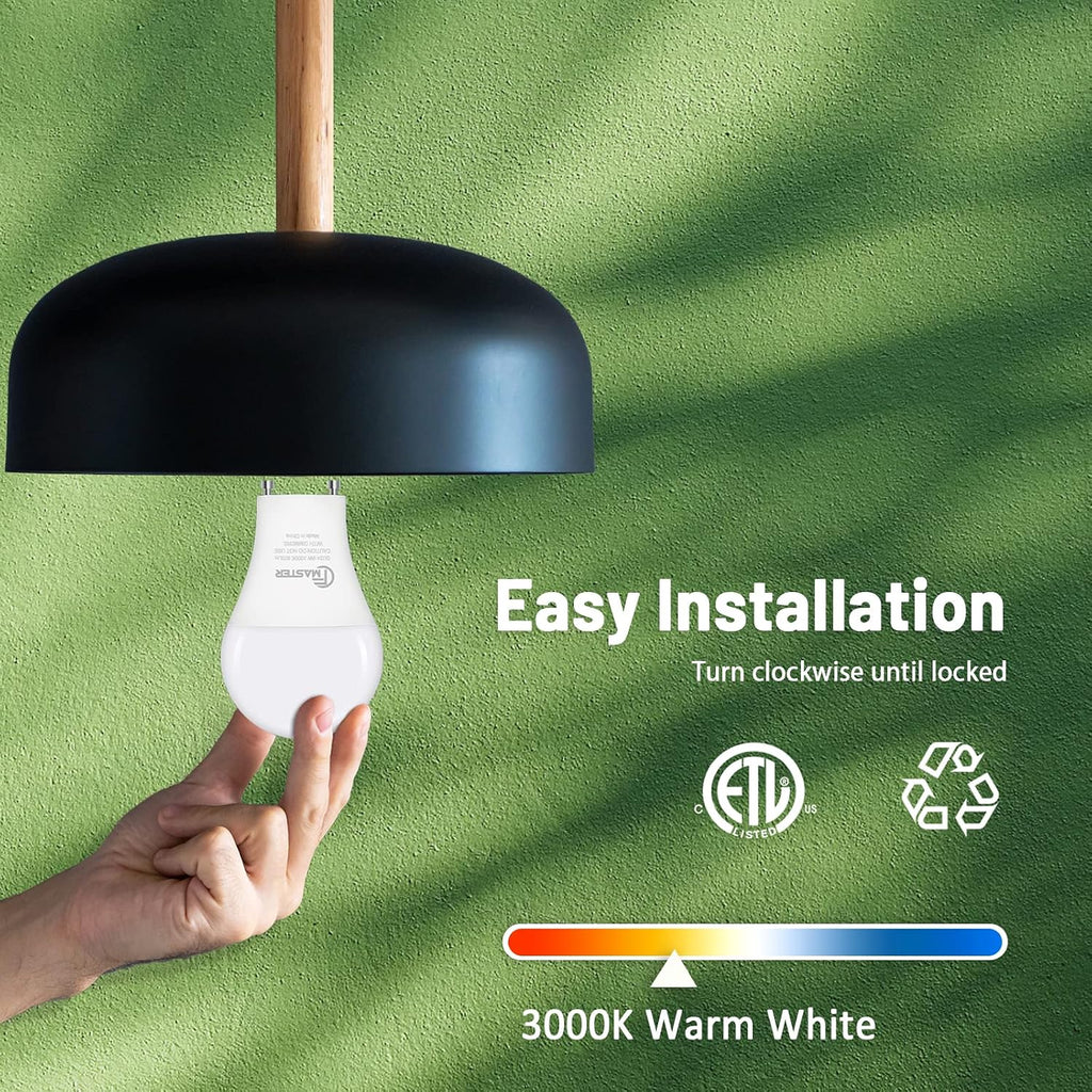 GU24 LED Llight Bulb, 3000K Warm White, 9W(100W Equivalent), 800 Lumens, A19 Shape GU24 LED Bulbs, Twist and Lock