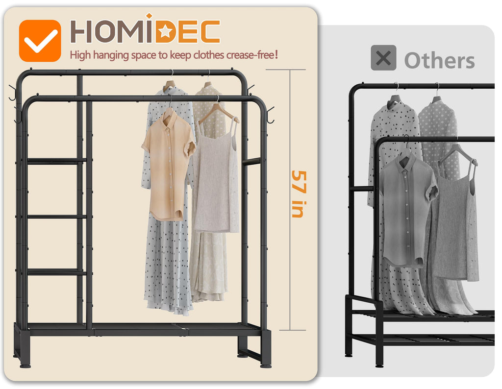 Double Rods Clothes Rack Clothing Rack, Clothes Rack for Hanging Clothes