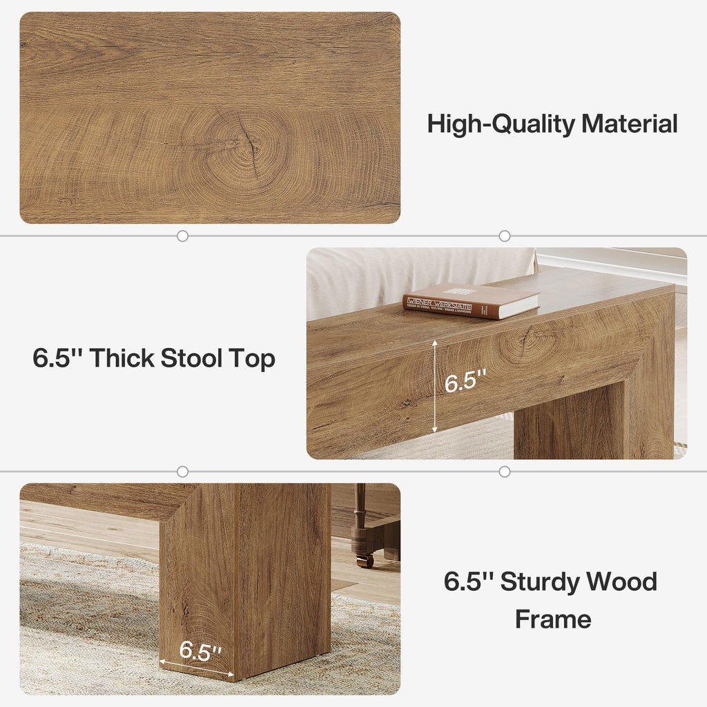 47'' Wooden Entryway Bench, Farmhouse Entry Bench Seat, Indoor End of Bed Bench with Storage Capability, Easy