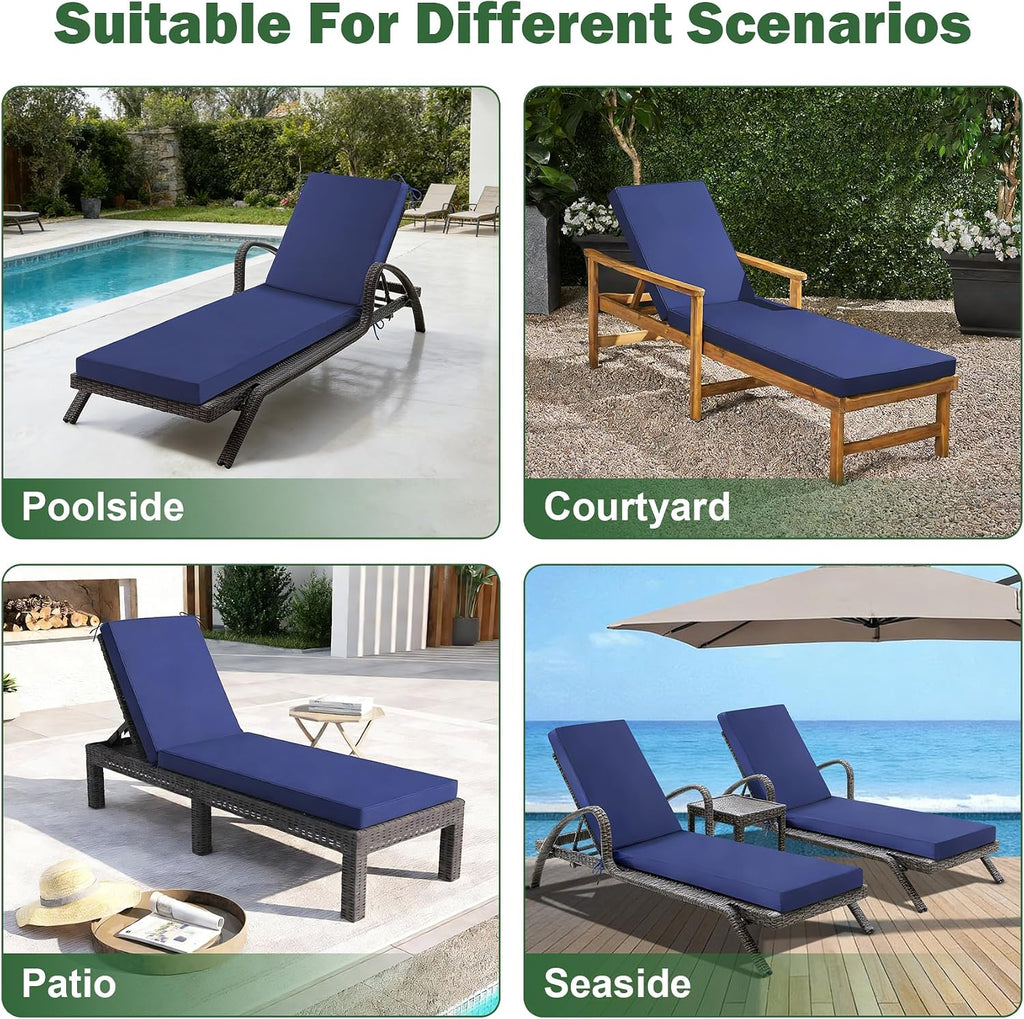 Chaise Lounge Cushions Outdoor, 72x 21x 3 Inch Waterproof & Fade-Resistant Lounge Chair Cushion, Outdoor Chaise