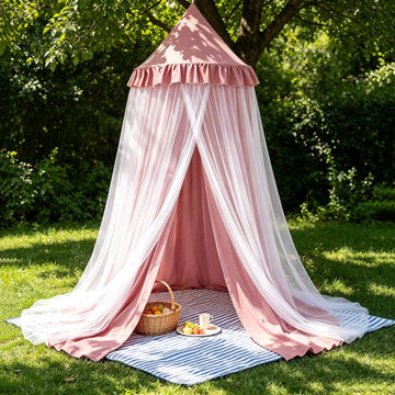Princess Bed Canopy for Girls, Double Layer Round Bed Mosquito Net, 31.5" Large Dome Indoor Castle Bed Tent, Sleeping