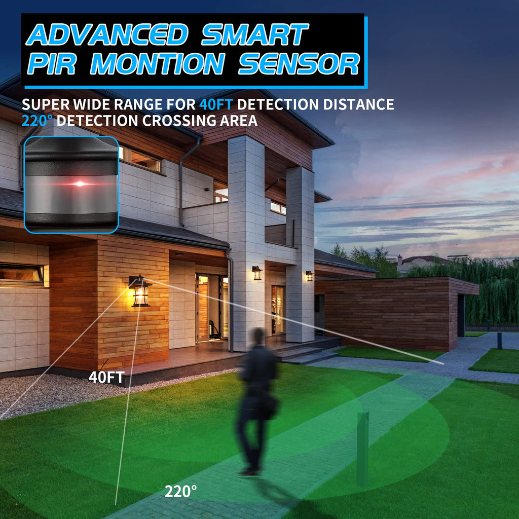 Motion Sensor Outdoor Wall Lights Fixture, Advanced Dusk to Dawn Exterior Lighting, Outside Light, Garage, Anti-Rust