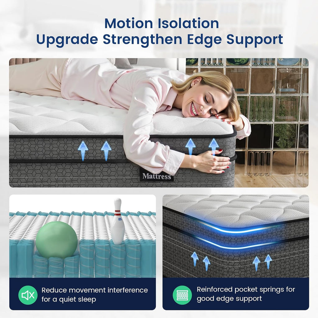 California King Mattress 12 Inch, Firm Hybrid Mattress in a Box | Hotel Level Comfort, 7-Zone Pocket Springs, Cooling