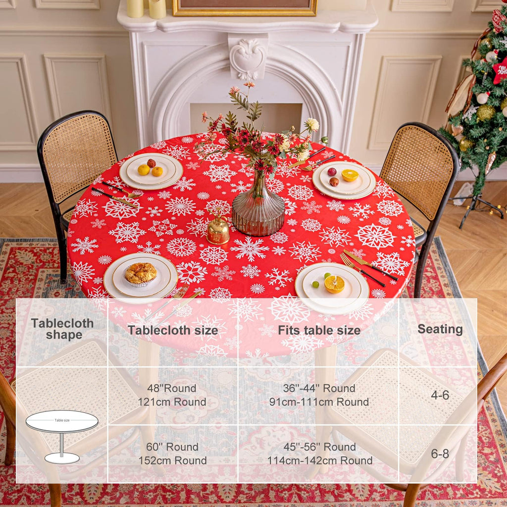 Round Fitted Table Cloth, Christmas Table Cover for 45"-56" Tables