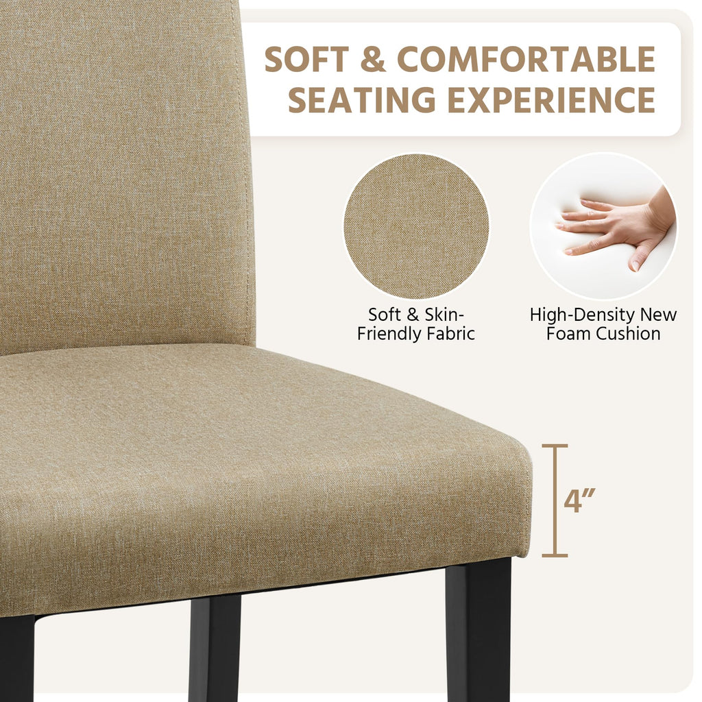 Set of 4 Upholstered Kitchen Chairs Khaki