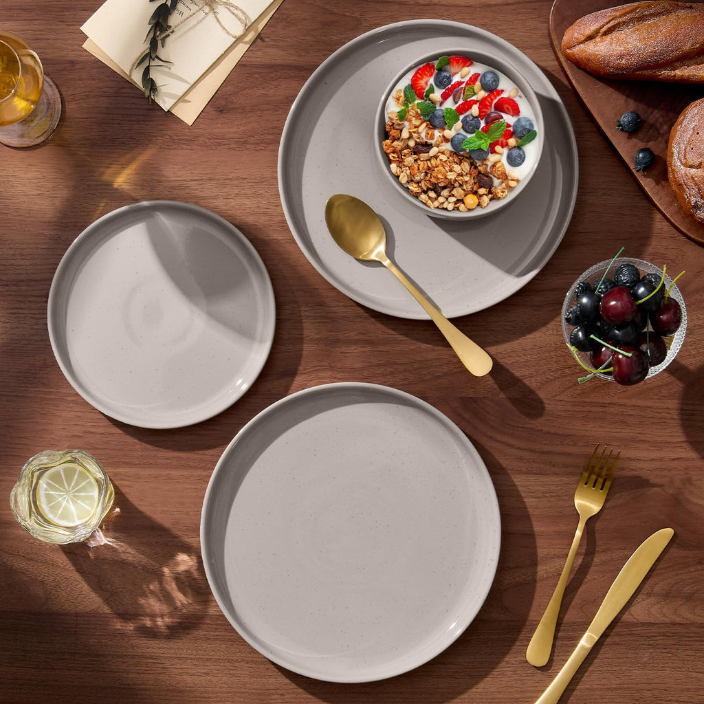 Plates and Bowls Sets, 24Pcs Stoneware Ceramic Dinnerware Dishes Sets