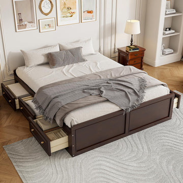 Platform Bed Frame, Wood Japanese Bedframe with Storage