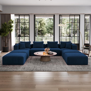 141-inch U-Shaped Modular Sectional Couch Sofa with 4 Ottomans