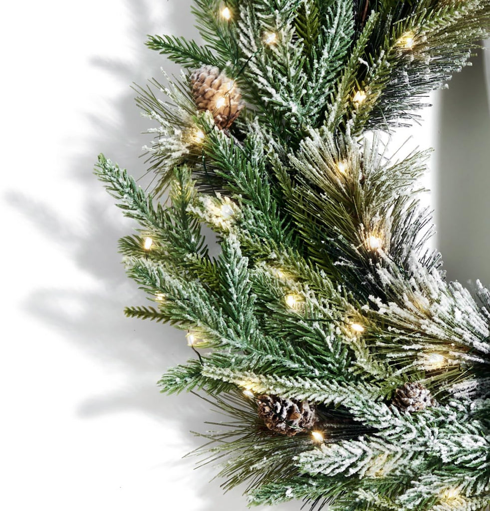 Christmas Wreath for Front Door with Lights, 22 in Cypress Wreath