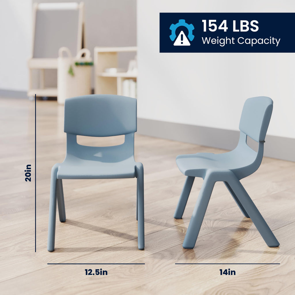7-Piece Kids Activity Table and Chair Set, NAT/Dusty Blue