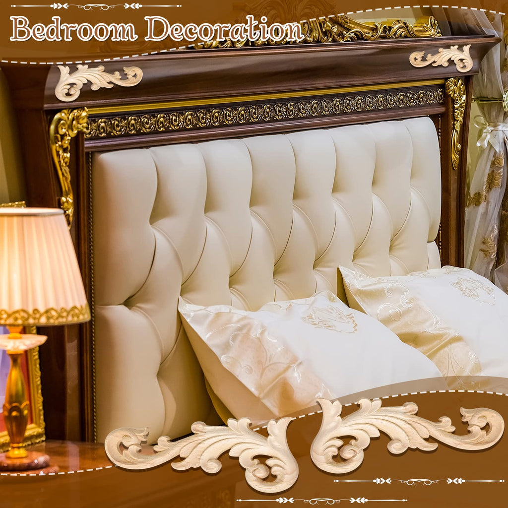8 Pack Wooden Appliques, 2 Sizes Decorative Furniture Onlays