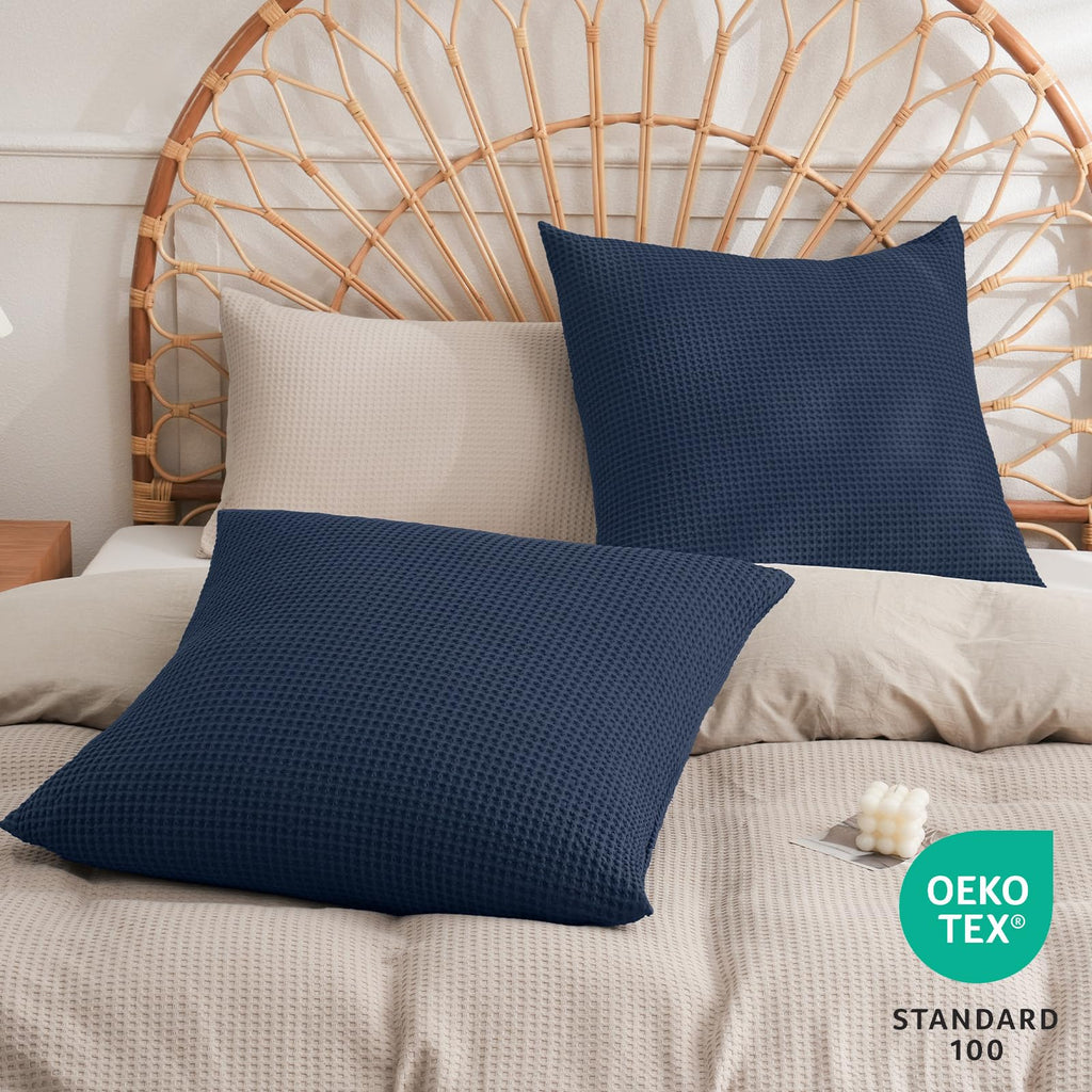 Cotton Waffle Euro Shams 26" x 26", Bright Navy Blue, No Insert