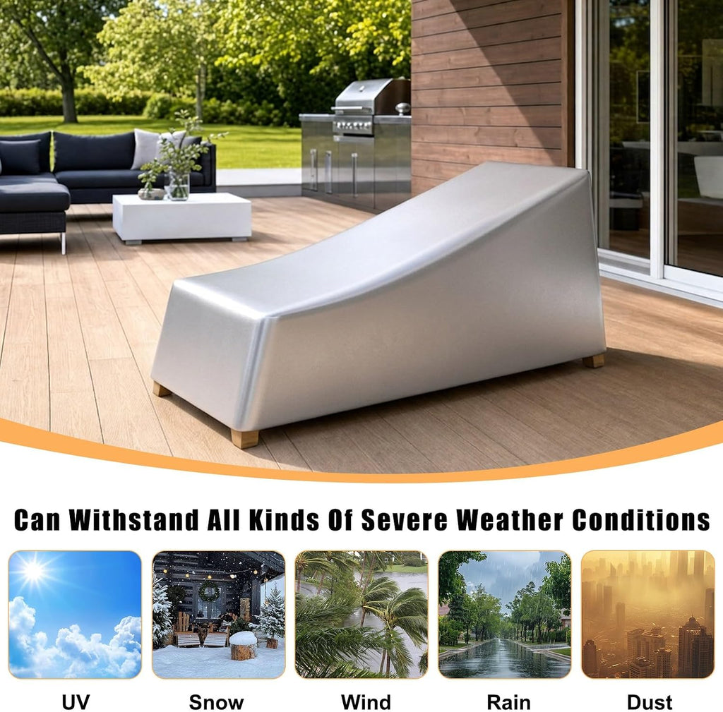 Patio Chaise Lounge Cover Waterproof Heavy Duty 420D Oxford Fabric, 78"L x 34"W x 32"H Outdoor Lounge Chair Cover
