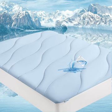 Ultra Soft Cooling and Waterproof King Mattress Pad for Hot Sleeper | 5-Layers Noiseless Machine Washable Mattress