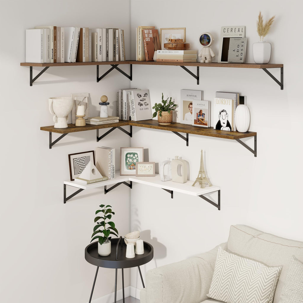 Deep Floating Shelves, 48'' x 10'' White Wall Shelves Set of 2